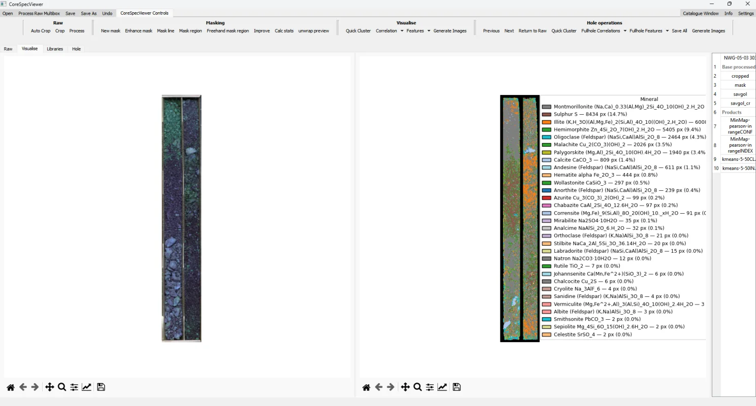 Direct mineral mapping against full library